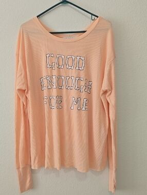 Wildfox Peach Waffle Knit Long Sleeve  Top S